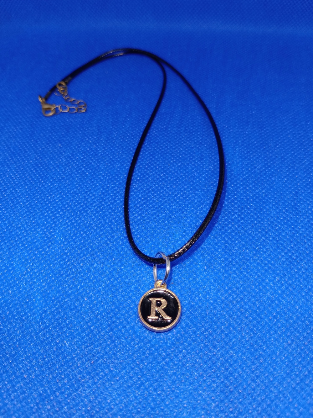 Initial R Black Pendant Necklace by